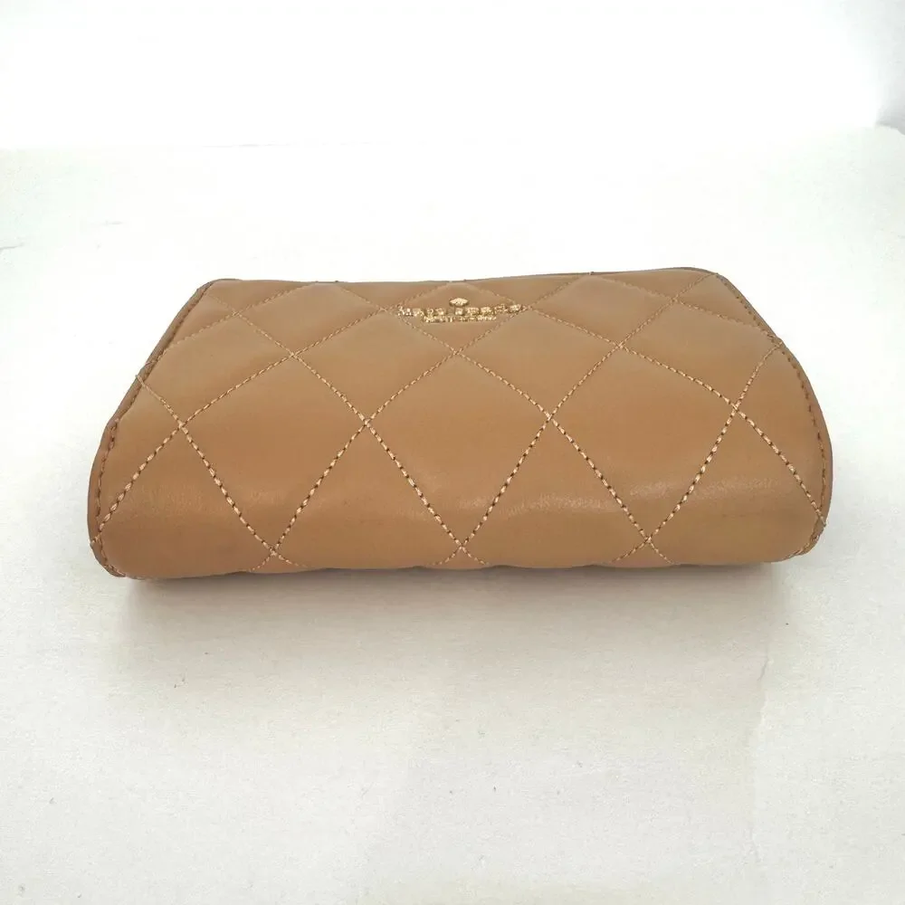 Kate Spade Carey Medium Quilted Folding Wallet with ID Window in Tiramisu Mousse